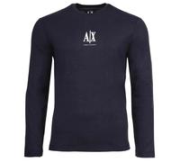 AX ARMANI EXCHANGE Herren Langarmshirt - Longsleeve, Rundhals, Logo, Baumwolle Dunkelblau M
