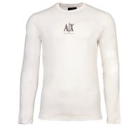 Armani Exchange Herren Langarmshirt Icon Project mit gesticktem Logo Baumwolle Weiß Größe L
