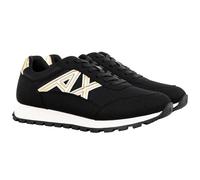 AX ARMANI EXCHANGE Herren Sneaker - Microsuede, Mesh, Retro, Logo Schwarz/Gold EU 45