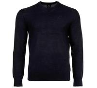 AX ARMANI EXCHANGE Herren Strickpullover - Schurwolle, Rundhals, Logo, einfarbig Blau 2XL