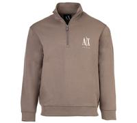 AX ARMANI EXCHANGE Herren Sweatshirt mit Stehkragen und Half-Zip - Logo, Baumwoll-Mix Beige XL