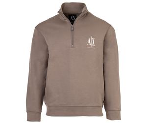 AX ARMANI EXCHANGE Herren Sweatshirt mit Stehkragen und Half-Zip - Logo, Baumwoll-Mix Beige XL