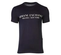 AX ARMANI EXCHANGE Herren T-Shirt - Schriftzug, Rundhals, Cotton Stretch Marine XL