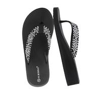 AX BOXING Flip Flops Damen Keilabsatz Zehentrenner Rutschfest Bequem Keilsandalen Frauen Plateau Badelatschen Fußgewölbestütze Sandalen Beach Pool Schwarz & Weiß 40