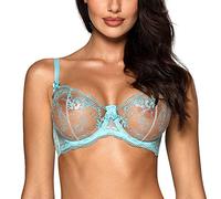 Axami Dame-Soft Stickerei Spitze Schalen Träger Schelife Geblümt BH V-10131, Himmelblau,75C