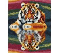AxiangziK 11CT Diy Embroidery Kit Tiger Im Wasser Kreuzstich Stickpackung Vorgedruckt, Stickbild Sticken Stickset Mit Anleitung Geschenk Für 60x80cm