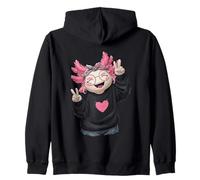 Axolotl Kawaii Salamander Double Peace Zeichen Pop Graphic Kapuzenjacke