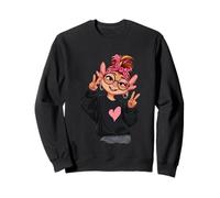 Axolotl Kawaii Salamander Double Peace Zeichen Stimmung Grafik Sweatshirt