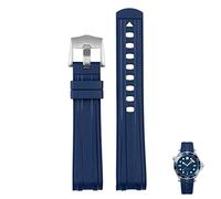 AXPTI Uhrenarmband für Omega Seamaster 300 Universe 007, gebogenes Ende, flüssiges Gummi-Silikon-Armband, 20 mm, 22 mm, weiches Ersatzarmband für Herren, 20mm, Azetat, Kein Edelstein