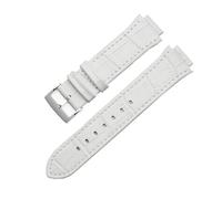 AXTGBHL 14 mm Ausbuchtung Echtleder-Uhrenarmband passend for Swarovski 5027127 5027131 5080602 5096008 Serie Modearmbanduhr Damen-Zubehör(White-silver)