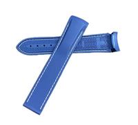 AXTGBHL 20 mm, 22 mm, 19 mm, 21 mm, Silikon-Uhrenarmband, passend für Hamilton Khaki Field Scuba Frogman Fit für Gear S3, passend für Seiko5 Sumo 007, Uhrenarmband-Werkzeug, Blau/Weiß, 20-18mm