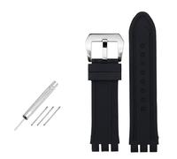 AXTGBHL 23MM Leder Uhrenarmbänder Fit for Swatch Fit for IRONY YOS440 YOS449 448 447 401G Männer Uhr Strap Stahl schließe Armband Mit Werkzeug(F-black-silver)