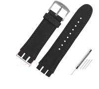 AXTGBHL 23MM Leder Uhrenarmbänder Fit for Swatch Fit for IRONY YOS440 YOS449 448 447 401G Männer Uhr Strap Stahl schließe Armband Mit Werkzeug(C-black-silver)