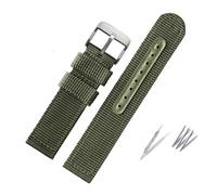 AXTGBHL Gewebtes Nylon-Uhrenarmband, passend for Seiko 5 Military SNK789, Canvas-Uhrenarmband, wasserdicht, passend for Citizen 18 mm, 20 mm, 22 mm, 24 mm, Herren und Damen(Grenn-silver bucke,18mm)