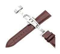 AXTGBHL Lederarmbänder 18 mm 20 mm 22 mm 24 mm Universal Schmetterling Schnalle Stahl Armband Armband + Werkzeug, braun, 24mm