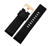 AXTGBHL Lederarmband 22 24 26 27 28 30 mm Uhrenarmband passend for Diesel-Uhren, schwarzes Lederband(Black rose buckle,22mm)