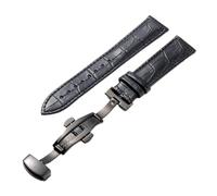 AXTGBHL Lederarmband mit Verschlussbändern, Kroko-Armband, passend für Pulseira-Uhr, Größe 14 16 18 19 20 21 22 24 mm, Black Green, 22mm