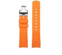 AXTGBHL Passend for Mido Helmsman Uhrenarmband M049.526.17/11. Passend for Television TW. Gebogenes Schnellverschluss-Uhrenarmband aus Silikonkautschuk for Herren, 22 mm(B-orange-silver)
