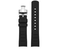 AXTGBHL Passend for Mido Helmsman Uhrenarmband M049.526.17/11. Passend for Television TW. Gebogenes Schnellverschluss-Uhrenarmband aus Silikonkautschuk for Herren, 22 mm(B-black-silver)