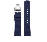 AXTGBHL Passend for Mido Helmsman Uhrenarmband M049.526.17/11. Passend for Television TW. Gebogenes Schnellverschluss-Uhrenarmband aus Silikonkautschuk for Herren, 22 mm(B-blue-silver)