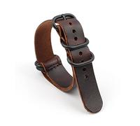 AXTGBHL Vintage Leder Uhrenband 18mm 20mm 22mm Kaffee Nato Lederband Burst Crack Schwarz Fünf Ring for Männer Armband(20mm)