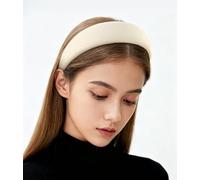 axy Breiter gepolsterter Haarreif aus geripptem Stoff Wunderschön Damen Stirnband Haarschmuck Haarreifen Hairband HR10C (Weiss)