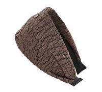 axy Breiter Haarreif aus Crinkle Stoff Wunderschön Damen Stirnband Haarschmuck Haarreifen Hairband HR14C (Braun, Extra breit)