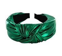 axy Breiter Haarreif mit Knoten Metallicfarbe - Damen Haarreifen in Metallic-Optik Stirnband Haarschmuck HR35G (Grün)