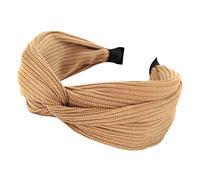 axy Breiter Haarreif mit Knoten und glänzender Stoff Haarschmuck Damen Haarreifen HR34G (Beige)