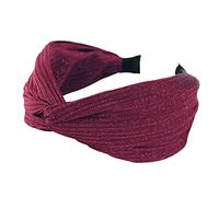 axy Breiter Haarreif mit Knoten und glänzender Stoff Haarschmuck Damen Haarreifen HR34G (Weinrot)