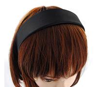 axy Breiter Haarreif mit Satin bezogen Haarband Vintage Klassik-Look Hairband Stirnband HRK1 (Schwarz)