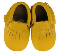 axy-BS1 Leder Lauflernschuhe Krabbelschuhe Babyschuhe mit verschiedene Fraben (6-12 Monate, Gelb)
