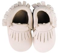 axy-BS1 Leder Lauflernschuhe Krabbelschuhe Babyschuhe mit verschiedene Fraben (6-12 Monate, Weiss)