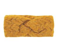 axy Damen Strick Stirnband mit Twist Knoten, Silberfäden und Zopfmuster, Winter Haarband, Kopfband - Ohrenwärmer - gestrickt Headband - warm HBW6 (Gelb)