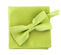 axy Fliege mit Einstecktuch als Set zum Anzug, Gepunktet, Herren Schleife bereits vorgebunden im Geschenkbox (Hellgrün-Gepunktet)