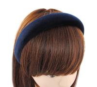 axy Gepolsterter Haarreif aus Samt Damen Breiter Stirnband Haarschmuck Haarreifen Hairband HRK10B (Blau)