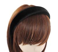 axy Gepolsterter Haarreif aus Samt Damen Breiter Stirnband Haarschmuck Haarreifen Hairband HRK10B (Schwarz)