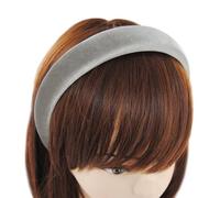 axy Gepolsterter Haarreif aus Samt Damen Breiter Stirnband Haarschmuck Haarreifen Hairband HRK10B (Silbergrau)