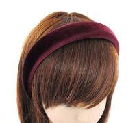 axy Gepolsterter Haarreif aus Samt Damen Breiter Stirnband Haarschmuck Haarreifen Hairband HRK10B (Weinrot)