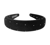 axy Gepolsterter Haarreif aus Samt mit Strasssteinen Damen Stirnband Haarschmuck Haarreifen Hairband HRK10A (Schwarz, breit)