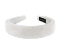 axy Gepolsterter Haarreif aus Samt mit Strasssteinen Damen Stirnband Haarschmuck Haarreifen Hairband HRK10A (Weiss, breit)