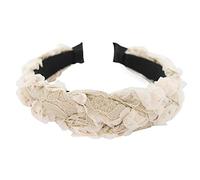 axy Haarreif mit Blumenkranz Look Wunderschön Vintage Look zur Hochzeit Stirnband Haarschmuck Damen Haarreifen HRBLU1 (Beige)