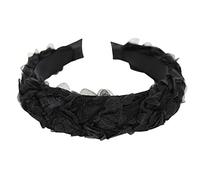 axy Haarreif mit Blumenkranz Look Wunderschön Vintage Look zur Hochzeit Stirnband Haarschmuck Damen Haarreifen HRBLU1 (Schwarz)