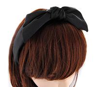 axy Haarreif mit Schleife aus Satin, Damen Haarband Vintage Hairband Stirnband Haarreifen HRS1 (Schwarz)