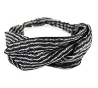 axy® HB6 Haarband Yoga Headband Hairband (Schwarz mit Weiss Streifen)