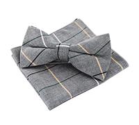 axy Herren Fliege mit Einstecktuch als Set zum Anzug, Tweed Style, bereits vorgebunden, Schleife Konfirmation verstellbar (Muster 3)