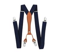 axy Herren Hosenträger breit 2,5 cm mit 4 Starken Clips X-Form und Damen PU25 (Schwarzblau)