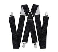 axy® Herren Hosenträger breit 3,5 cm mit 4 Starken Clips X-Form HT352 (Schwarz-weiße Punkte)
