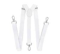 axy Herren Hosenträger mit 3 robusten Karabiner Verschluss 2,5 cm breit Y-Form stufenlos verstellbar (Weiss)