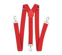 axy Herren Hosenträger mit 3 robusten Karabiner Verschluss 2,5 cm breit Y-Form stufenlos verstellbar (Rot)